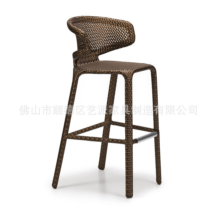 现代简约铝合金编藤高脚吧椅