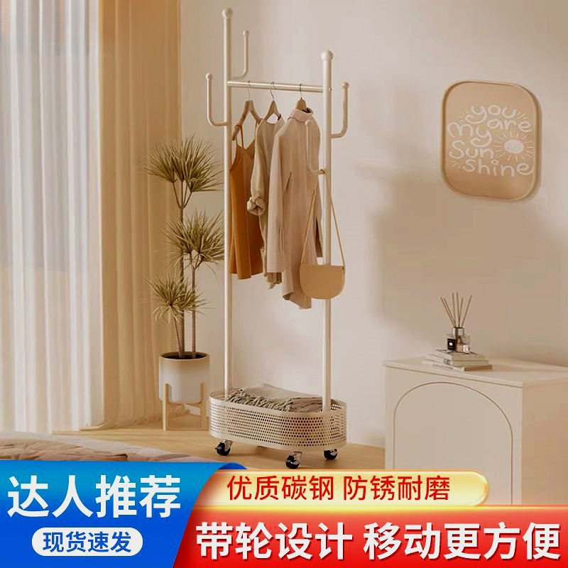 轻奢带轮可移动落地衣帽架