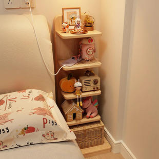 实木书架落地置物架隐形立式客厅收纳储物柜子家用转角窄缝小书柜