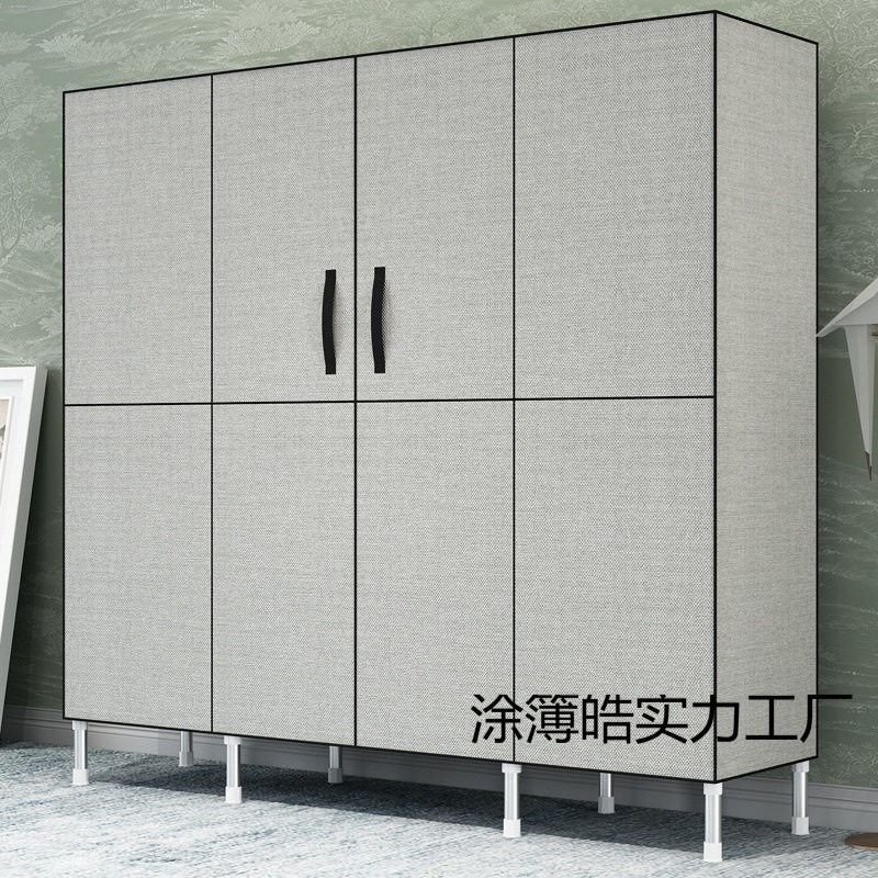 简易衣柜收纳柜卧室实用钢管组装简约双人室内布艺收纳家具柜子