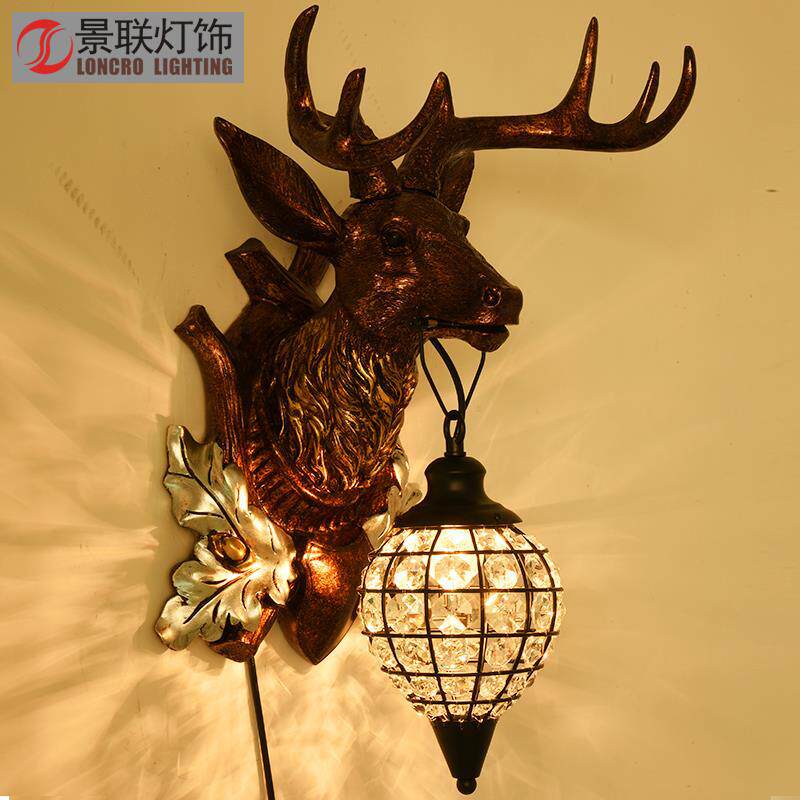 【批发】鹿角壁灯北欧式客厅酒吧床头个性创意店铺鹿头装饰背