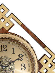 ?批发新中式感挂钟客厅家用钟表大气结时钟挂墙丽声机芯石