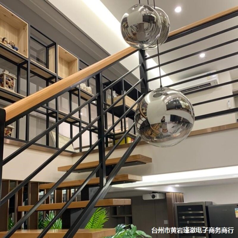 铁艺楼梯扶手简约现代室内家用防护栏杆户外阳台围栏飘窗实木护手