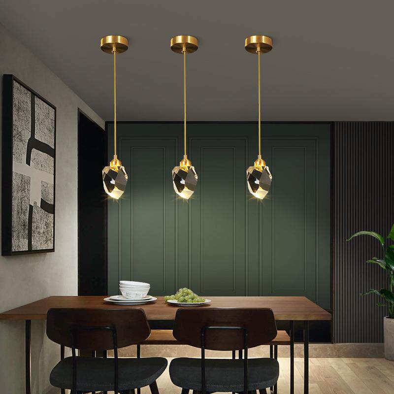 餐厅吊灯三头全铜轻奢水晶创意个性大气家用简约现代饭厅餐桌灯具