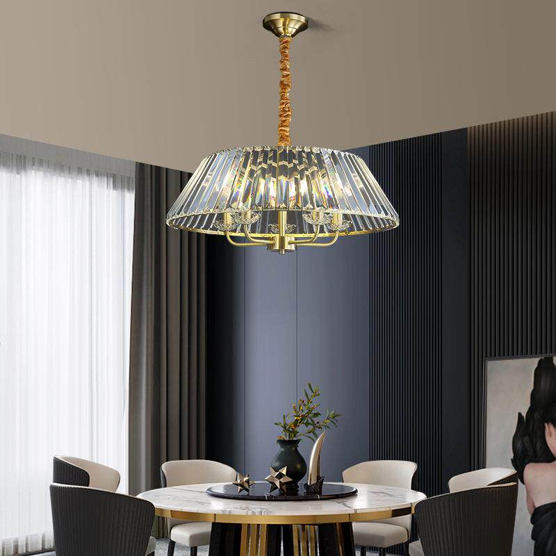 美式轻奢全铜水晶餐厅吊灯现代简约创意饭厅吧台灯卧室灯新款