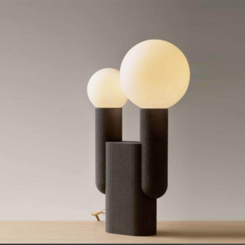 现代简约客厅台灯卧室床头灯创意设计师北欧民宿样板房灰色双头灯