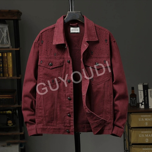 巴黎款CH潮牌满天星男女同款烫钻十字架牛仔外套春秋轻奢时尚夹克