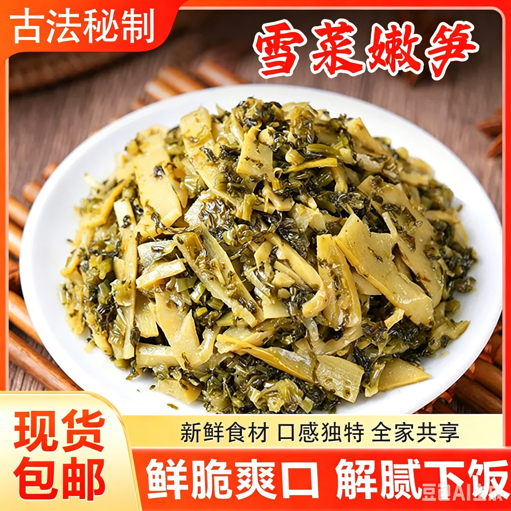 杭州特产雪菜嫩笋开袋即食下饭菜鲜脆爽口嫩笋喝粥小菜金针脆笋