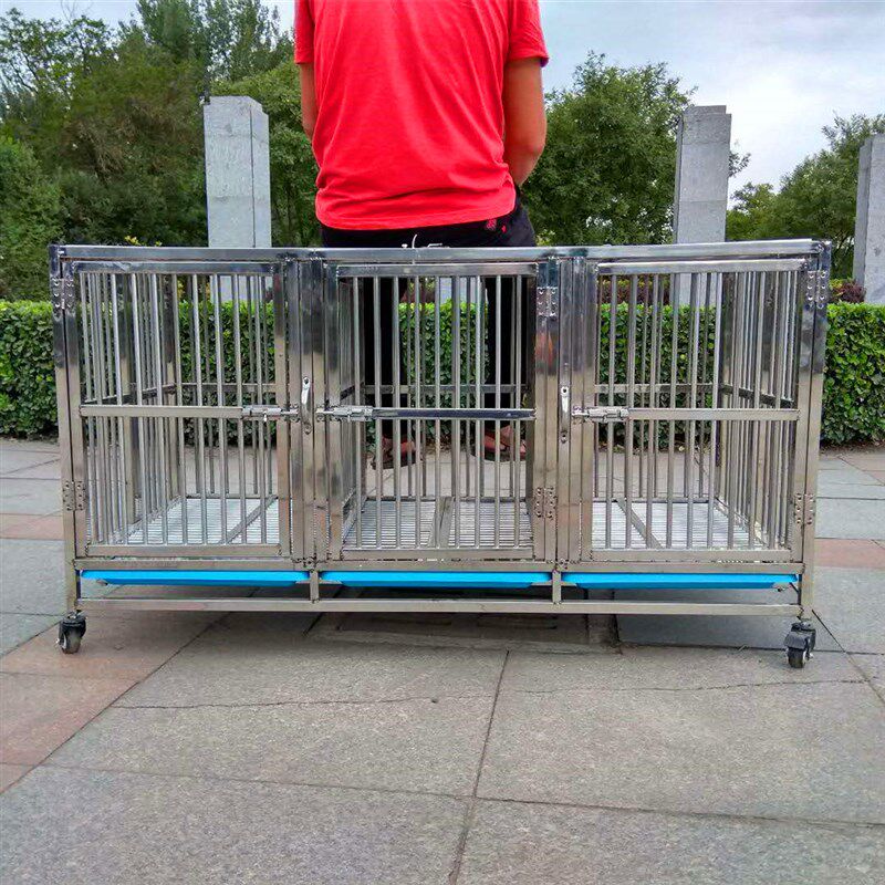 宠物子母笼加厚不锈钢双门狗笼大中小型犬通用202a304加厚不锈钢