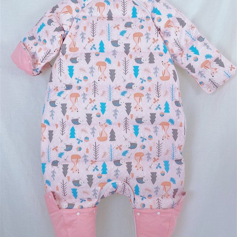 米汤妈咪羽绒睡袋冬季加厚分腿防踢被包脚不冷神器卡通保暖小中童