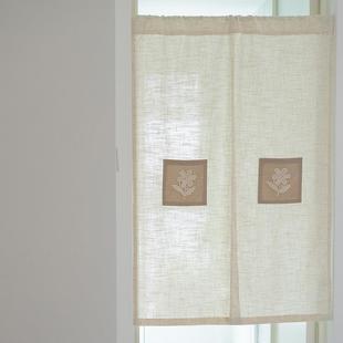 HE式ALY日亚麻分片G卧子室门帘格口袋小花免打孔隔断透光424不透