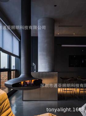 悬挂式飞碟壁炉取仿酒真火焰定制电子NPI客厅装饰加湿器精燃木暖