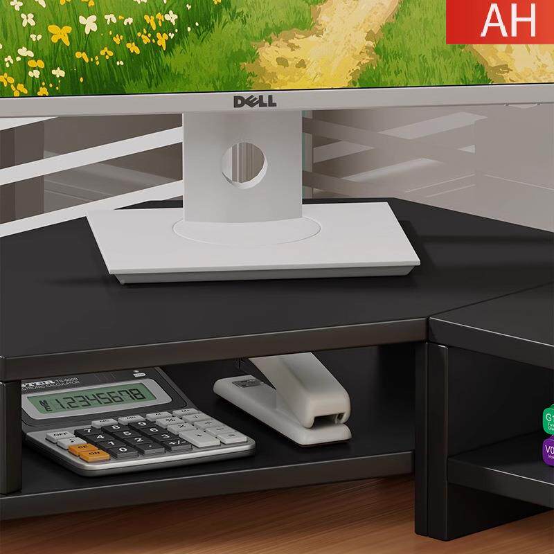 电脑架板显示器支纳架办公桌转角置物收架BVE实木桌面架子带洞洞