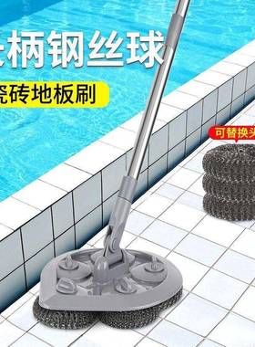 Q不钢钢丝刷刷长柄手柄EPBX地板刷子室外庭院清洁水泥锈地青苔清