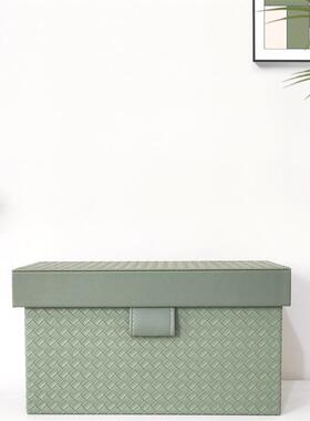 代轻奢绿色现储编织皮革收摆纳盒装饰衣帽间样板房物箱家用UIB收