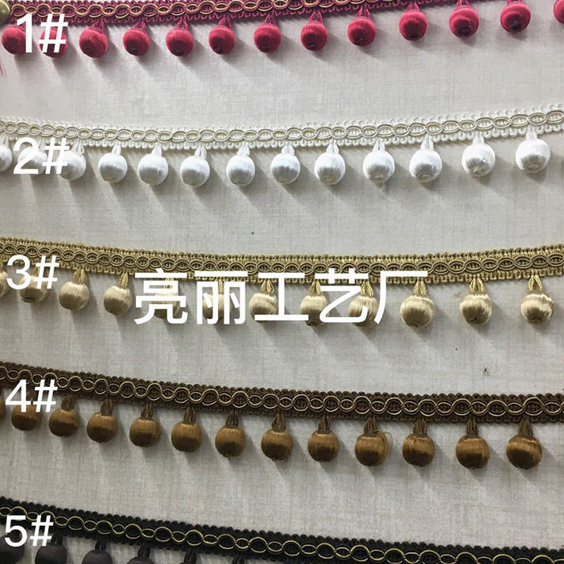 窗帘宽花边人造丝8包丝木珠