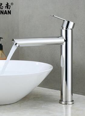 镜34不锈钢加高长TUK加嘴艺术台上面盆单孔龙头酒店工程0玻璃盆龙