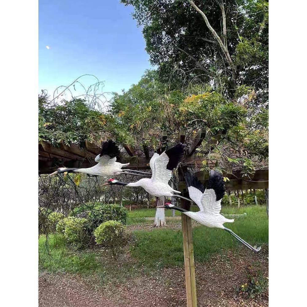 喷水仿真雕塑仙鹤模型丹顶鹤摆件道具花园庭院假山景观大鱼池装饰