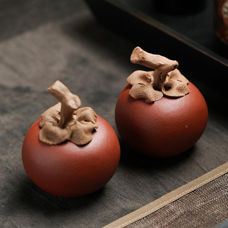 艺永辉紫赵砂柿子茶宠37776摆件精品可养柿柿事如意茶具茶玩装事