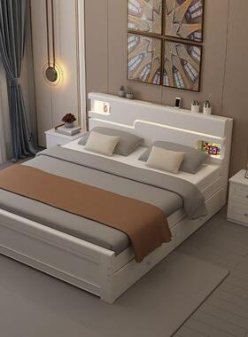 实木床带LE1D灯QLV现5代简约1.2米单人床.m木床主1.8m卧经济型双