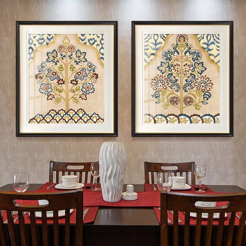 头式新古美典装饰画客厅壁新中式卧室床TYY画画锦绣树抽象画