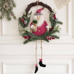 圣花环诞橱挂件雪人门老人树93枝娃娃挂墙挂装饰窗圣诞树布置道具