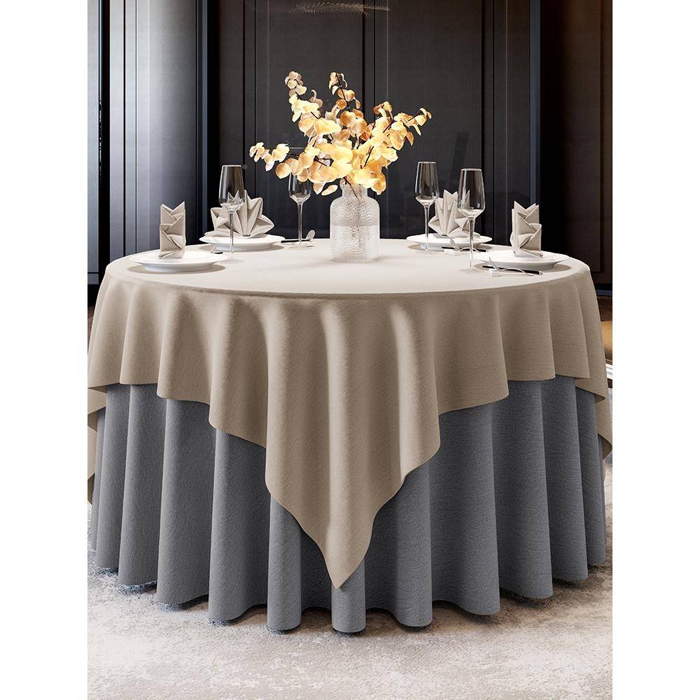 中式棉麻涤大250桌布酒店圆桌简台布饭店餐厅圆形现代餐布定约制