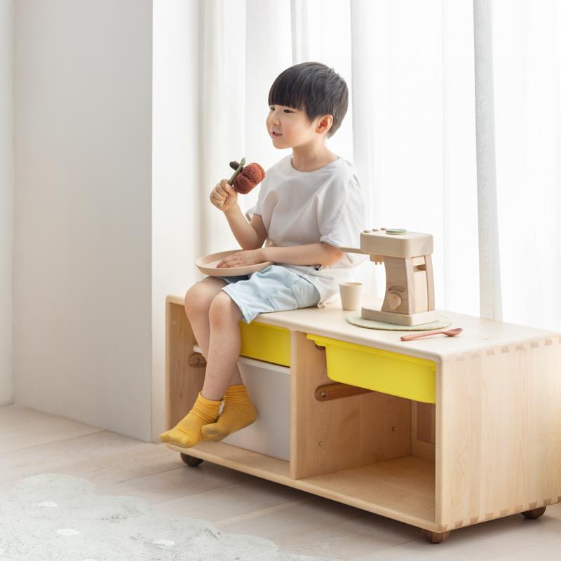 W8孩在口袋收柜可叠加组合成长型PMI儿童纳木储物柜实床边