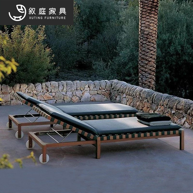 户外躺床露天花园阳台午睡躺椅休闲藤椅折叠躺床泳池编藤休闲家具