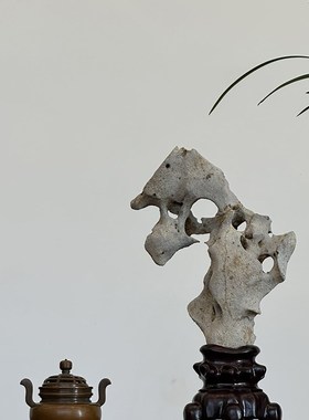 中式奇石摆件茶室空间玄关案头书房赏石装饰天然原石观赏石太湖石