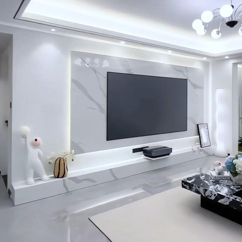 电视背景墙2025新款现代简约岩板艺术高级隐形门悬浮装饰大理石纹