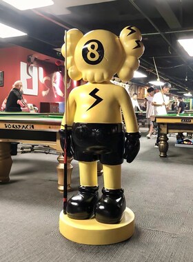 台球厅黑八卡通公仔雕塑玻璃钢俱乐部桌球店门口潮玩装饰打卡摆件