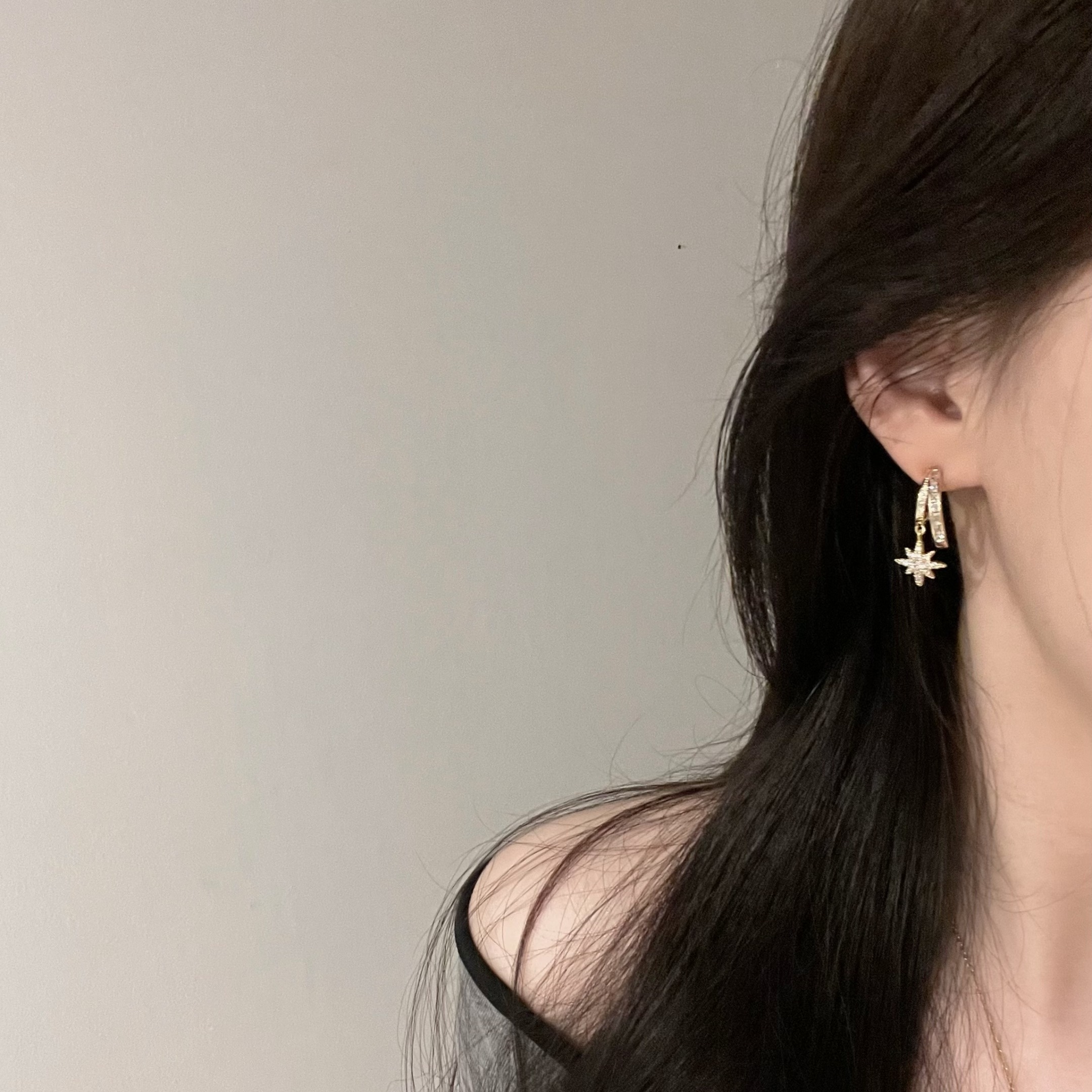 S925纯银耳钉女防过敏耳环