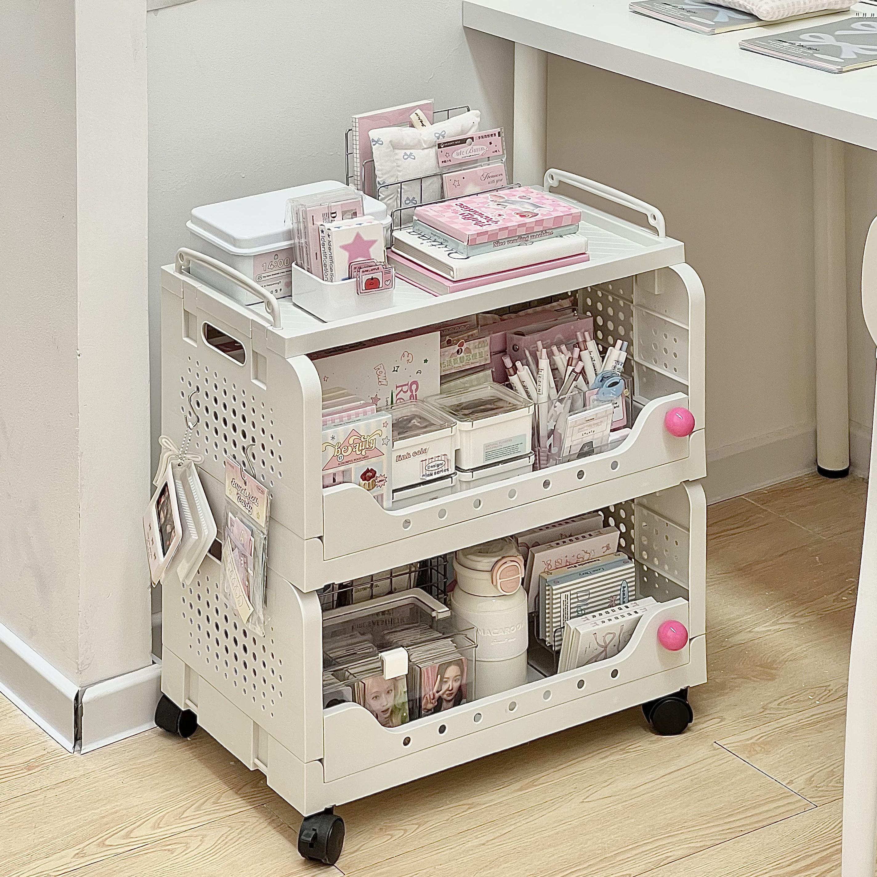 桌下书架置物架可叠加落地可移动杂物文具书本收纳小推车学生神器