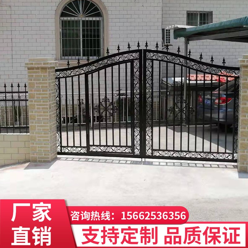 铁艺对开大门欧式庭院门支持订制农村家用铁门雕刻纹理设计