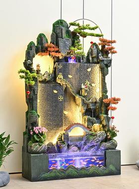 大型假山流水喷泉落地摆件加湿器客厅阳台风水轮循环水幕鱼缸景观