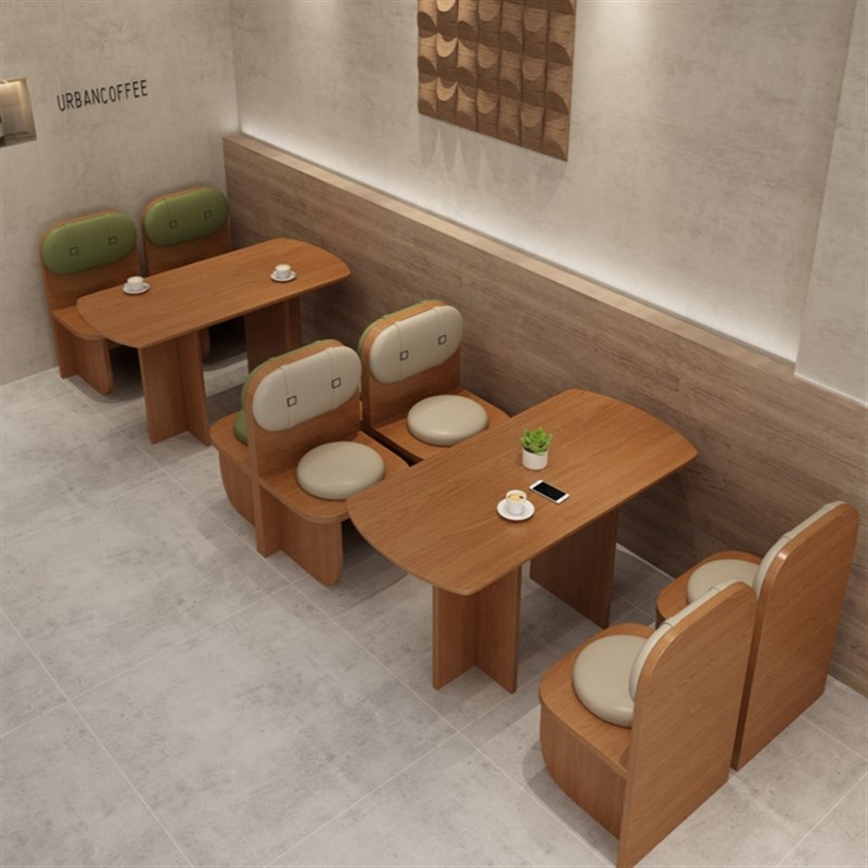 卡座沙发奶茶店休闲桌椅组合咖啡厅复古餐桌商用餐饮茶楼靠墙座椅