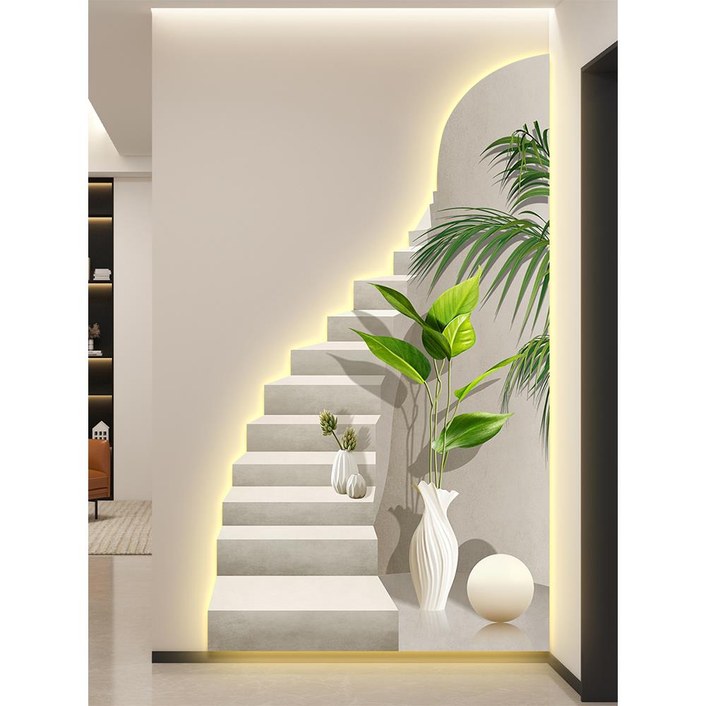 led带灯轻奢入户玄关装饰画楼梯画走廊过道挂画壁画简约现代高级