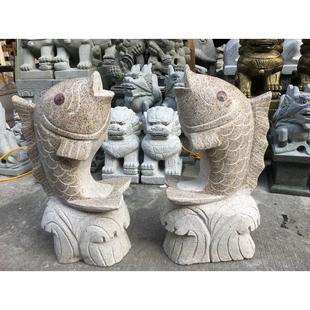 石雕喷鲤吐水园林景观古建筑假山鱼塘流水雕塑摆件惠安石雕厂