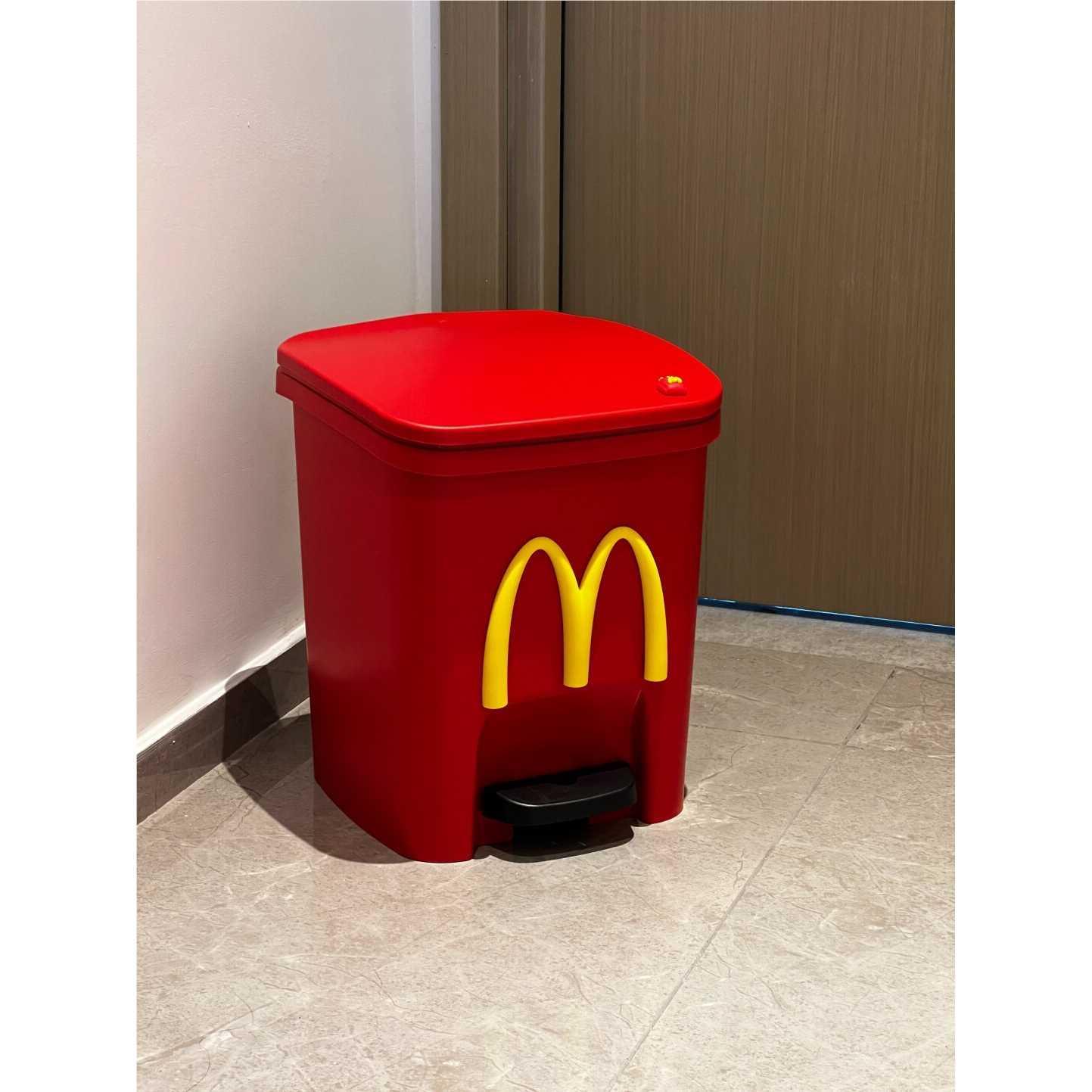 ANNA DIY马里奥垃圾桶脚踏式带盖麦当劳客厅垃圾桶静音家居饰品