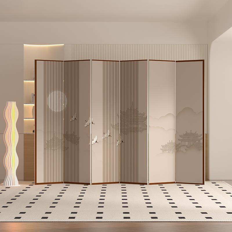 新中式山水屏风隔断现代客厅简约背景墙卧室入户玄关移动折叠折屏