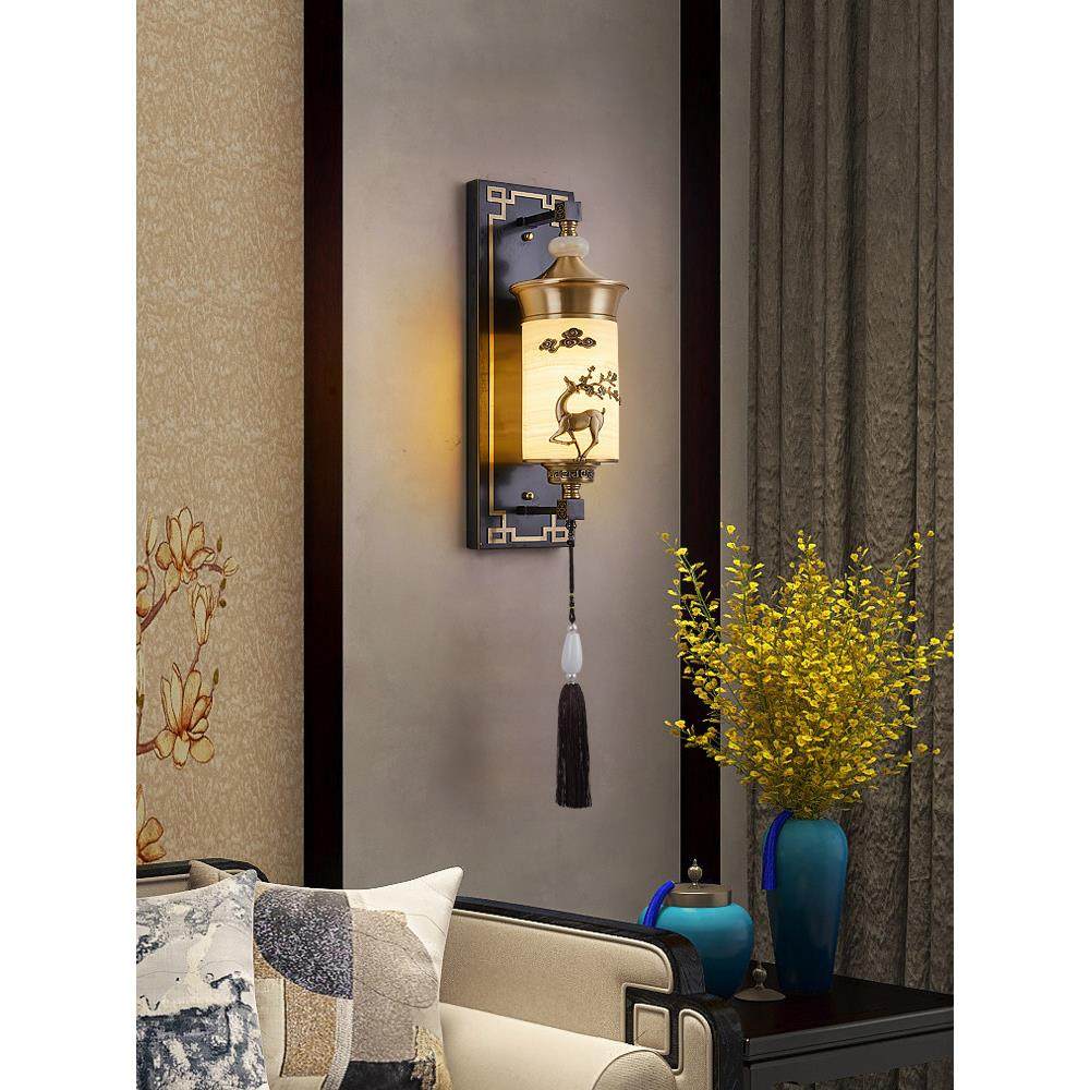 全铜新中式床头灯墙壁灯卧室2025新款客厅电视背景墙楼梯走廊壁灯,家装灯饰光源,壁灯,淘宝优惠券,粉丝福利购,淘宝优惠卷