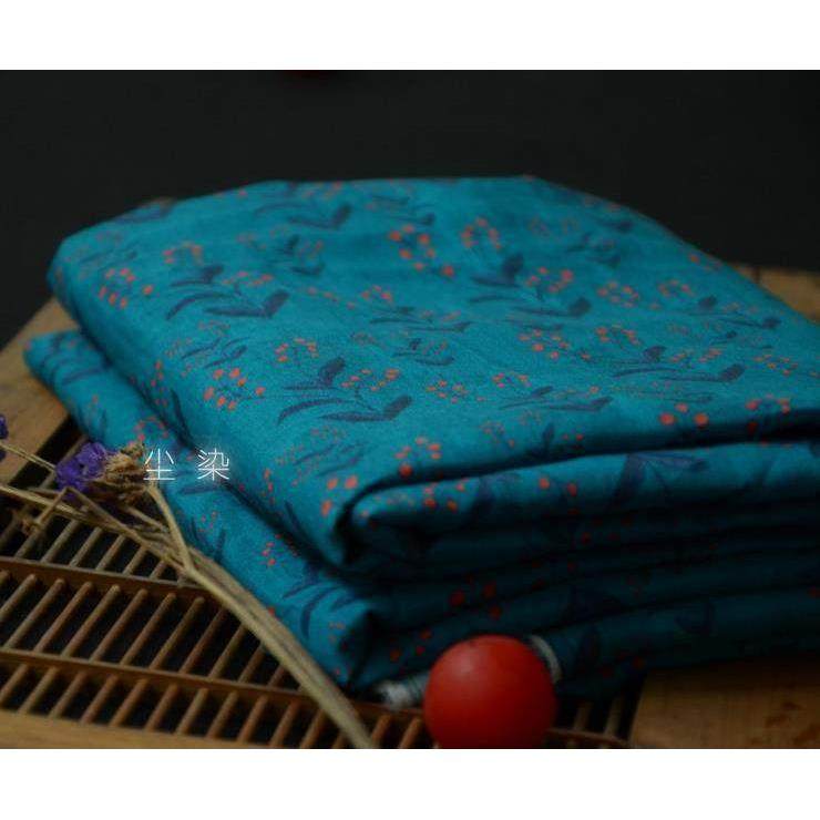 品牌订单蓝色苎麻印花布料袍子连衣裙衬衫薄料砂洗优雅柔软diy女,居家布艺,海绵垫/布料/面料/手工diy,淘宝优惠券,粉丝福利购,淘宝优惠卷