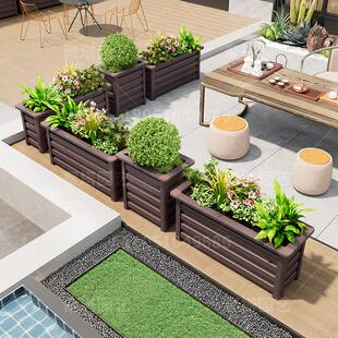 铝合金花箱户外市政道路隔断花坛室外阳台庭院种植箱组合露台花盆