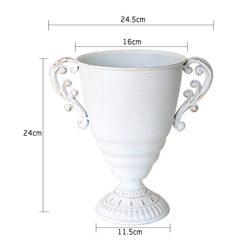 爱上花园 园艺杂货 花园做旧装饰做旧花盆铁皮双耳环线奖杯酒杯