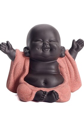 盆景小摆件人物紫砂茶宠花宠弥勒佛像园艺配件微景观装饰鱼缸造景