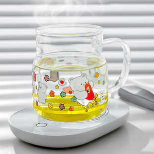 梅森杯高硼硅玻璃杯带把手办公室大水杯带盖粗吸管刻度咖啡杯子女