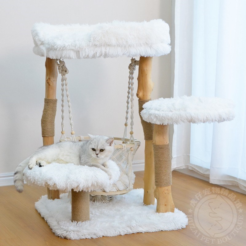 凯瑞实木吊篮猫窝猫爬架猫别墅猫树摇篮猫玩具猫架子猫抓柱猫跳台