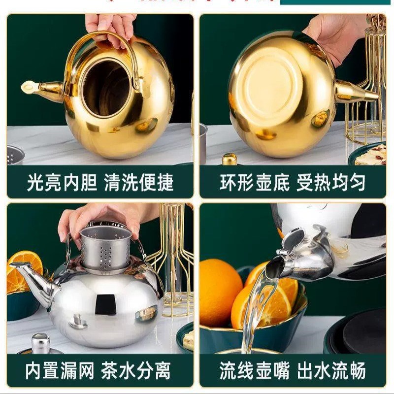 不锈钢多用玲珑壶烧水泡茶壶带滤网茶漏开水壶酒店鸣音壶