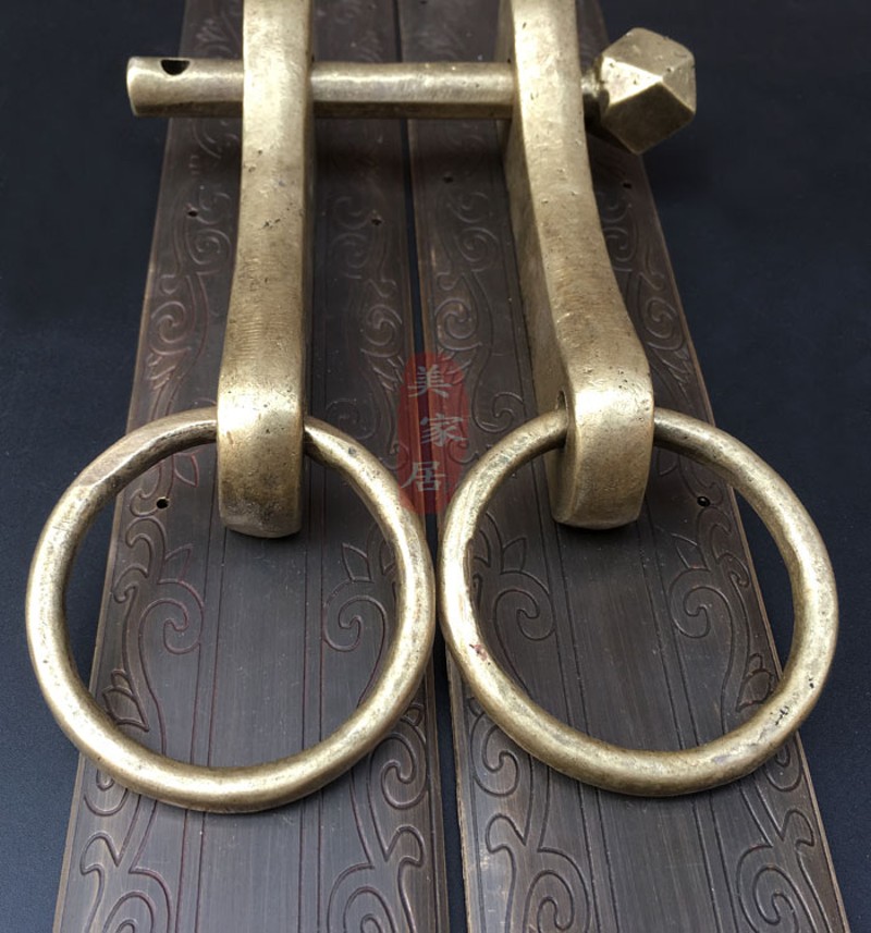 中式仿古大门直条拉手家具柜门五金铜配件古建筑装饰刻花门条把手